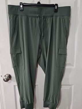 Danskin Olive Green Cargo Joggers with Drawstring Waist